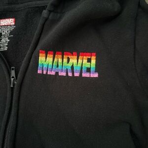 Marvel Black Hoodie Sweatshirt with Rainbow Logo